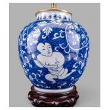 Chinese Blue and White Porcelain Gignger Jar Lamp