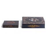 19th C Continental Lacquerware Boxes, One w/ MOP