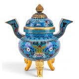Chinese Cloisonne Enamel Tripod Incense Burner
