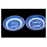 Pair of Antique Chinese Blue and White Plates