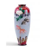 Japanese Goldfish & Peonies Enameled Ginbari Vase