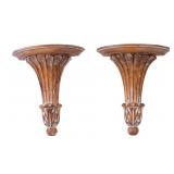 Pair, Italian Carved Wood Wall Shelves