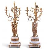 Pair of French Neoclassical 3-Light Candleabras