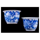 Chinese Blue & White Porcelain Jardiniere Pair