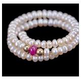 Pearl and 14K Stretchy Ring