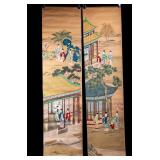 2 Long Vintage Chinese Hand Painted Scrolls