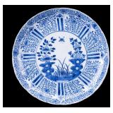 Chinese Blue & White Charger Paneled Floral Design