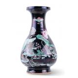 19th C Chinese Famille Noire Lotus & Ducks Vase
