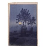 Japanese Woodblock Print Moon at Gamo Kawase Hasui