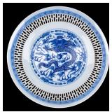 Chinese Blue and White Porcelain Dragon Dish