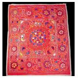 Asian Uzbek Suzani Colorful Embroidered Textile