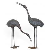SPI Cast Aluminum Stately Garden Crane Statue Pair
