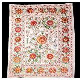 Uzbeck  Floral Hand-Made Suzani Textile