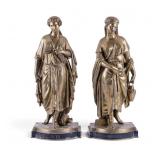 Pair of Bronze Allegorical Female Figures