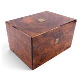 Victorian Burr Walnut Ladies Vanity Dressing Box