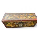 Antique Painted Leather Tibetan Trunk