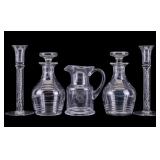Vintage Blown & Cut Clear Glassware 5pcs Assorted