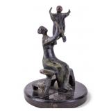 Signed Romero MCM Mother & Child Bronze Sculpture