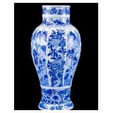 Chinese Blue & White Baluster Vase Artemisia Leaf