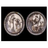 Pair of Victorian 19th C Mourning Pins