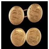 Pair of 14K Victorian Bright Cut Cufflinks