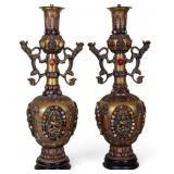 Matching Himalayan Style Buddhist Ritual Urn Lamps