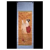 Japanese Hanging Scroll of Woman Under Maple Tree