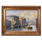 Signed Oil on Cancase Venice Scene by G. Scotti
