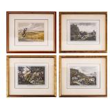 Set of 4 Howitt Hunting Engraving Prints