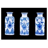 Chinese Blue & White Porcelain Sleeve Vases (3)