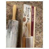 Marble rolling pin w/ stand