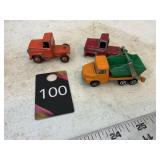 3 toy trucks