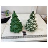 2 ceramic Christmas trees no lights and no bases