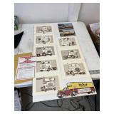 Trucks of America post cards mounted on board