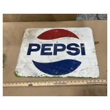 Metal Pepsi sign, single sided  18" x 24"