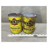 (2) Pennzoil Motor Oil Cans - Full