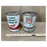 Texaco Aircraft & Phillips 66 Aviation Oil Cans -