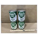 (4) Quaker State Motor Oil Cans - All Full