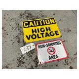 Vintage High Voltage and Non Smoking signs