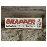 Vintage Snapper sign, tin single sided w/ wooden
