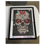 Beaded sugar skull in frame