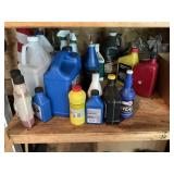 Garage shelf clean out, liquids and other some