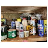 Large garage shelf clean out liquids and hardware