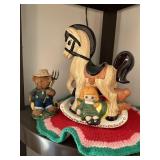 Rocking horse decor with bear