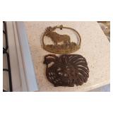 Moose and rooster trivets
