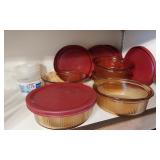 Visions bowls w/ lids, couple lids cracked