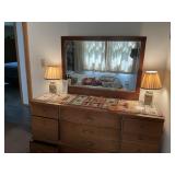 Dresser with mirror. No lamps