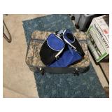 Floral case and blue overnight bag