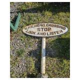 Cast iron Rail Road Crossing sign