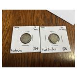 1942 East Indies coin& 1949 Australia coin